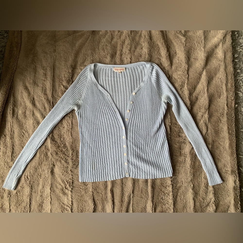 LIGHT BLUE RIBBED CARDIGAN